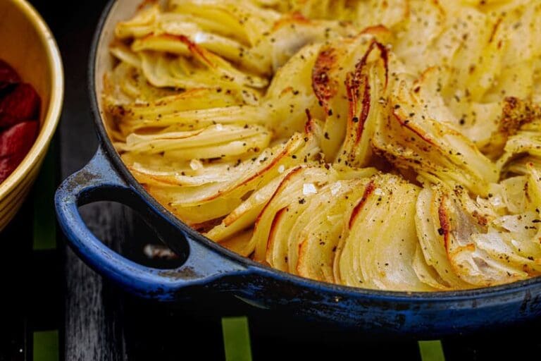 Potato Boulangère On Creamy Leeks