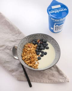Muesli, blueberries and cornish yoghurt