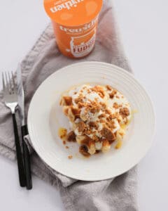 Fudge yoghurt on a waffle