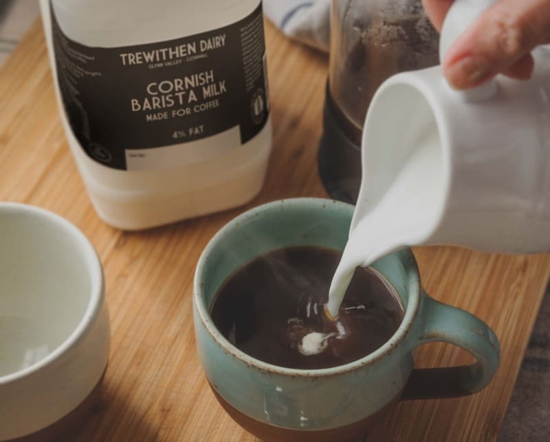 Pouring Milk Into A Coffee